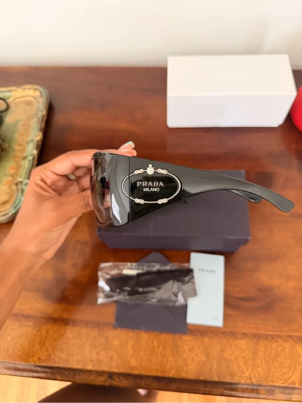 Prada Black Shield Sunglasses with Smoke Lenses
